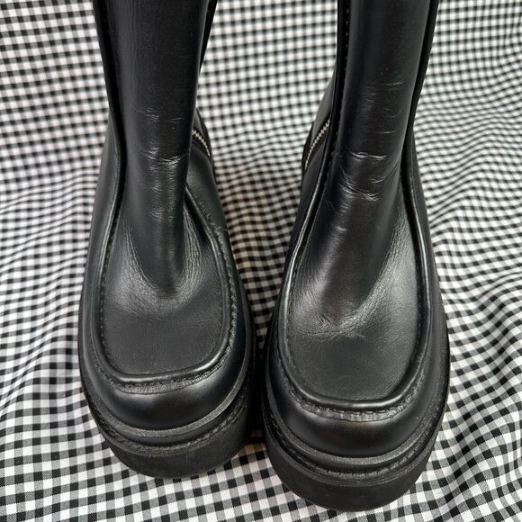 Ugg x Opening Ceremony Leather Shearling Moc Toe Black Boots Women's Size 7 - Picture 2 of 6